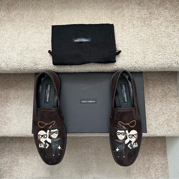 New with box Dolce Gabbana Mens Suede Slip-on Shoes Size US 9.5 EU 42 - Picture 3 of 8